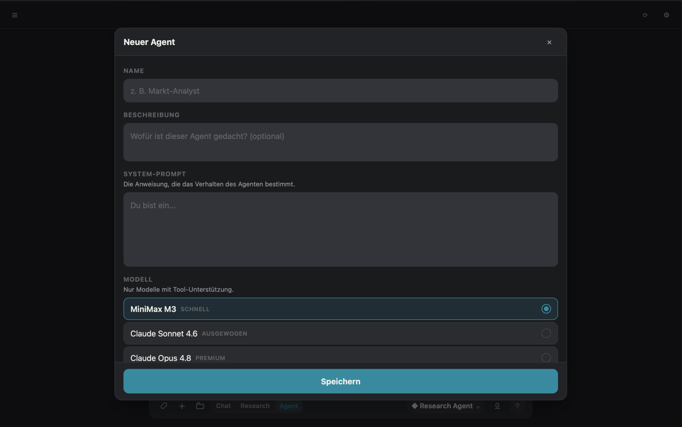 Agent Builder in Agentic Chat